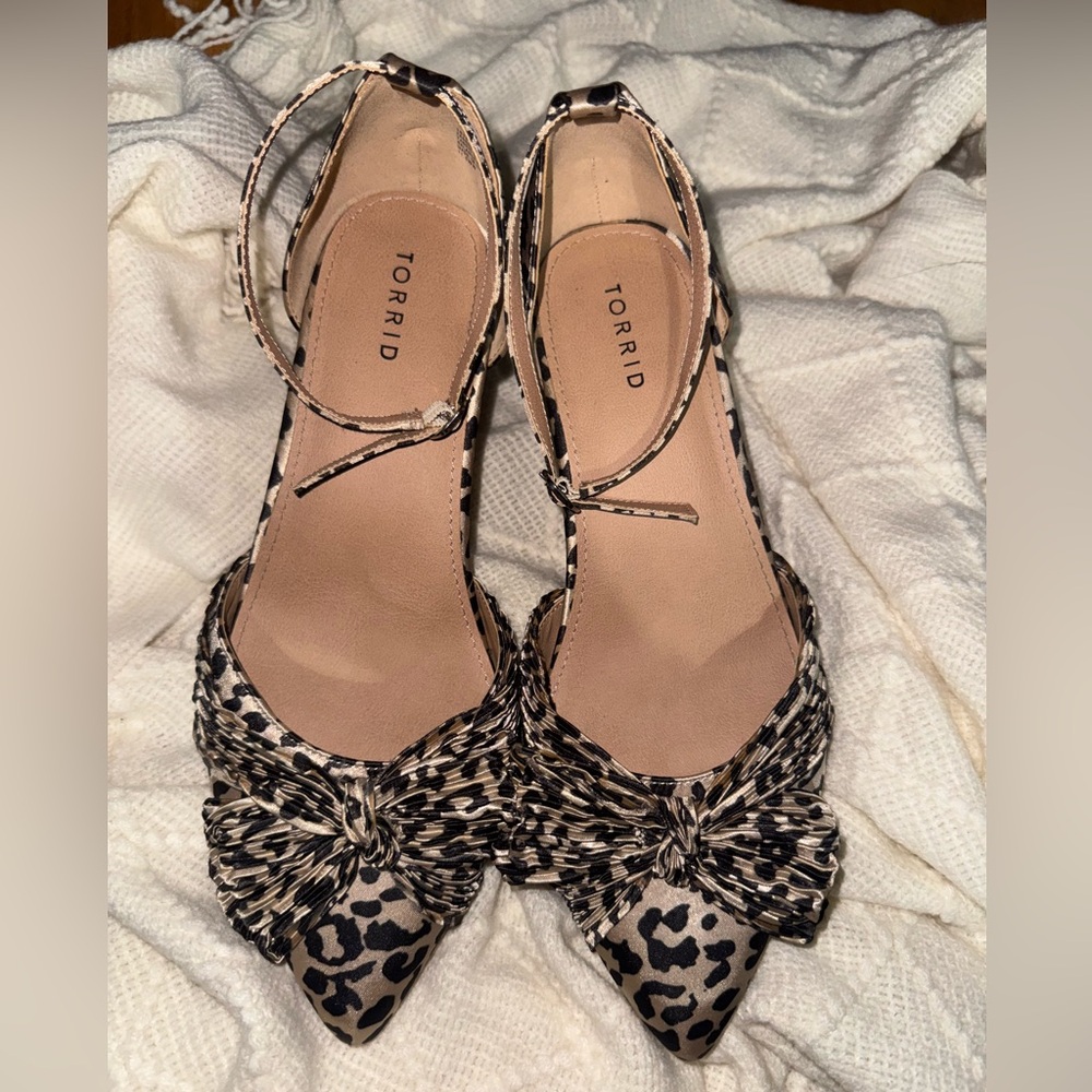 Torrid Animal Print Heels with Bow Accent